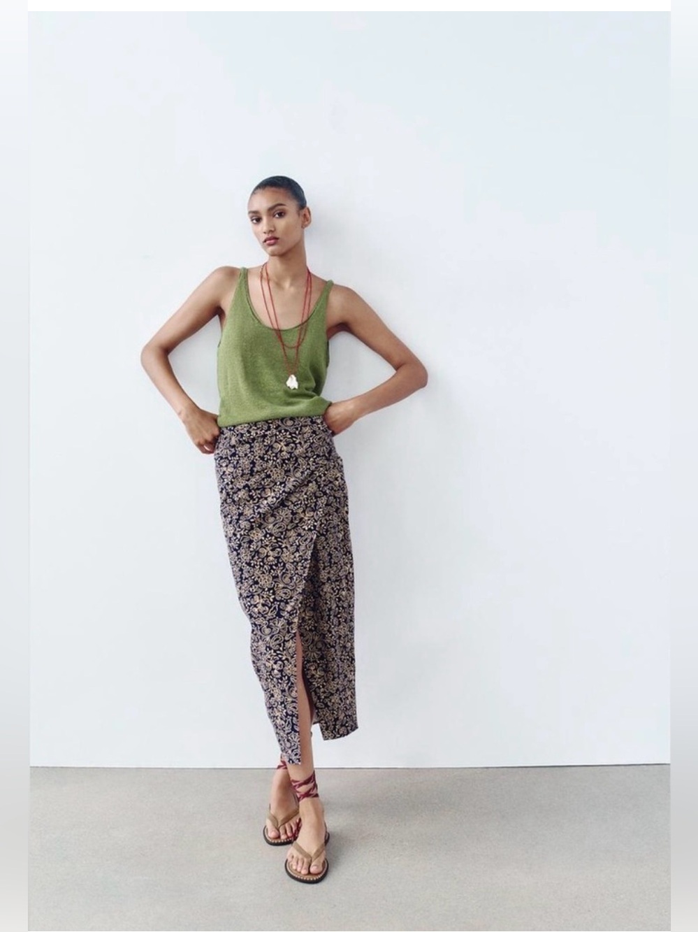 Zara Ruched Midi Skirt